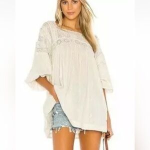 Free People Azalea Lace Boho Tunic in Mineral Size Small